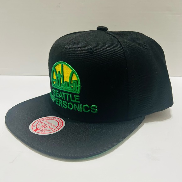 Seattle SuperSonics Mitchell & Ness Snapback Hat Cap NBA Core Men's Black Retro - Picture 3 of 6